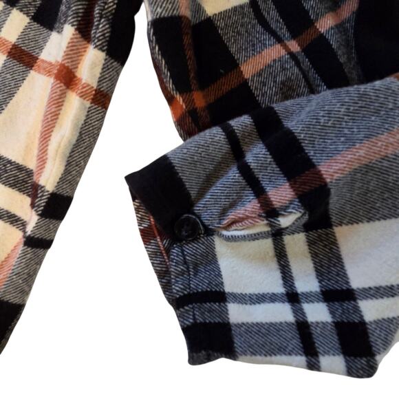 Madewell Flannel Bromley Shirt, Black & Ivory plaid Women's sz Medium - Picture 10 of 12